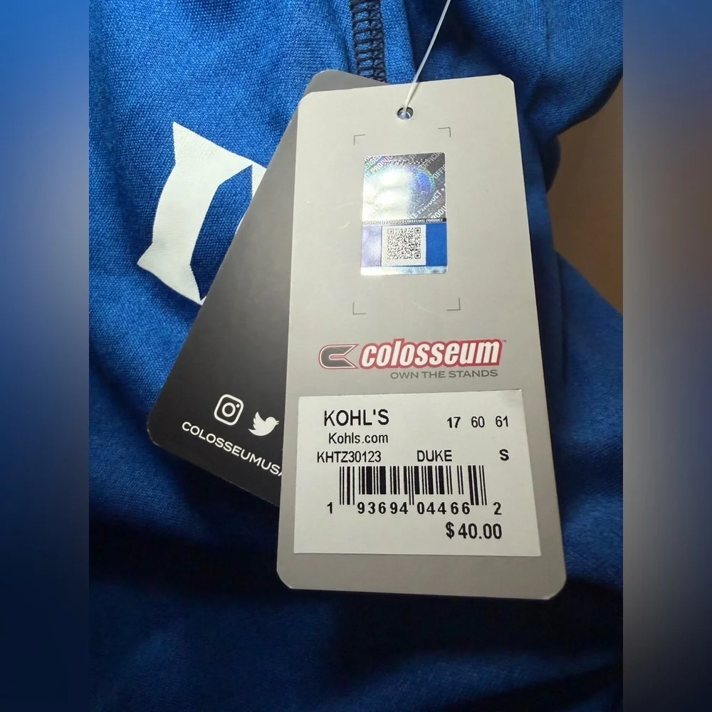 Duke University Blue Devils 1/4 Zip Pullover | Colosseum | Sz S NWT